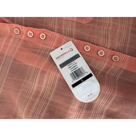 Merrell Sherbet Womens Small Peach Orange NEW Button Front Shirt - Picture 4 of 12